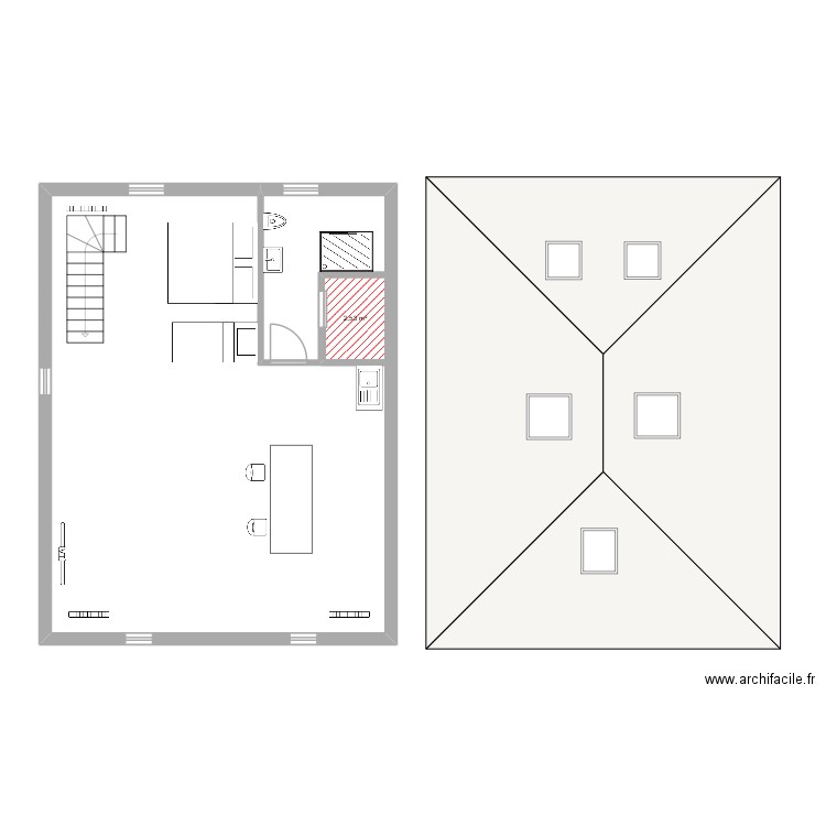 COMBLES EYMEUX. Plan de 1 pièce et 3 m2
