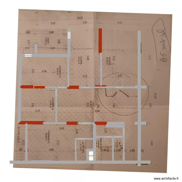 Mosta_2. Plan de 1  et 1 m²