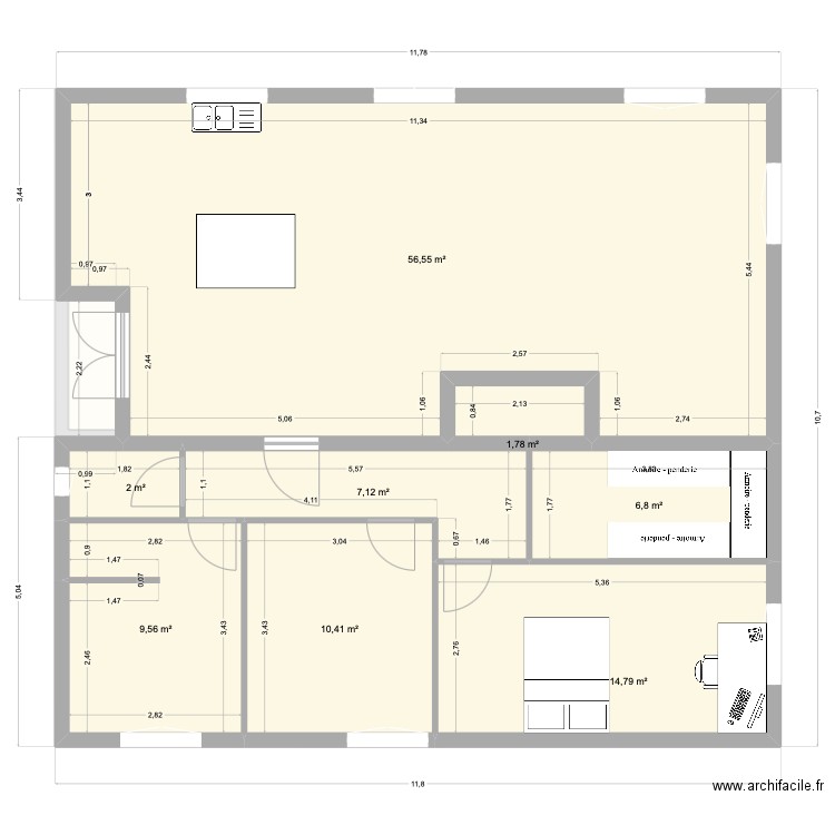 Plan Steph Dressing V2. Plan de 15 pièces et 336 m2