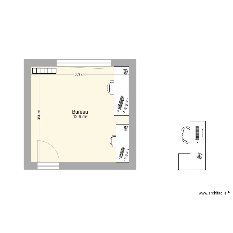 bureau Charline&louise. Plan de 1 pièce et 13 m2