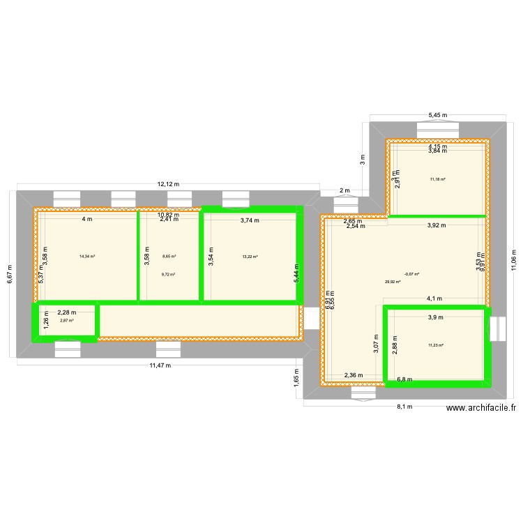1er - La Soubardais test. Plan de 9 pièces et 209 m2