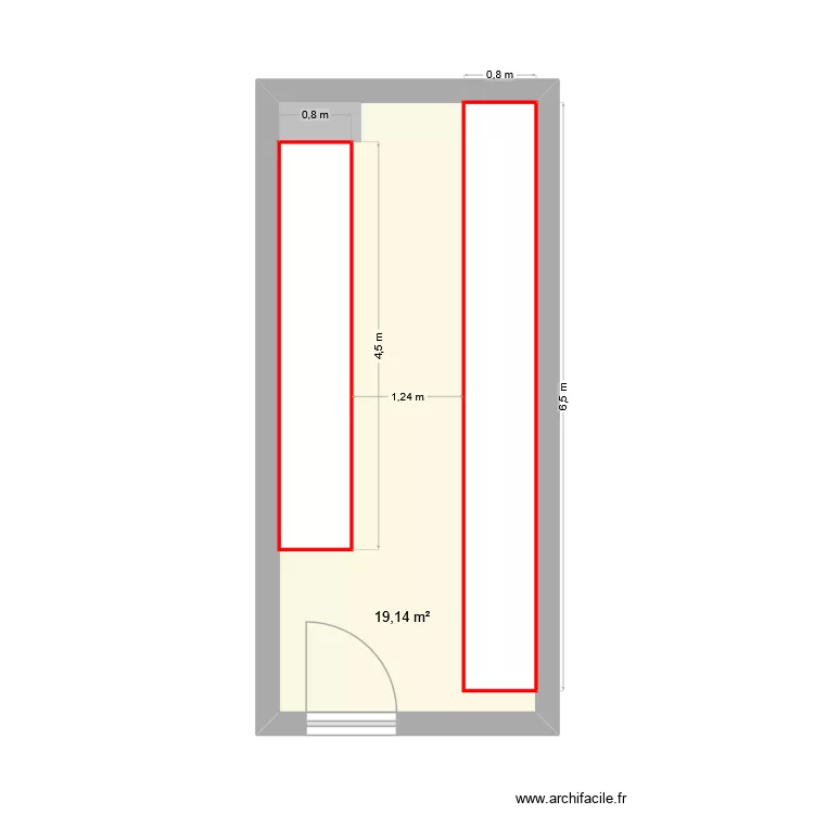 T201-1. Plan de 1 Pièce et 19 m² T201-1. Plan de 1 Pièce et 19 m²