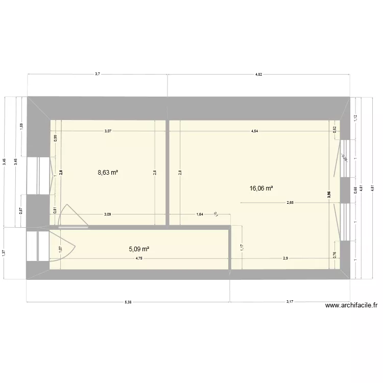 Couflens1-initial. Plan de 3 Pièces et 30 m² Couflens1-initial. Plan de 3 Pièces et 30 m²