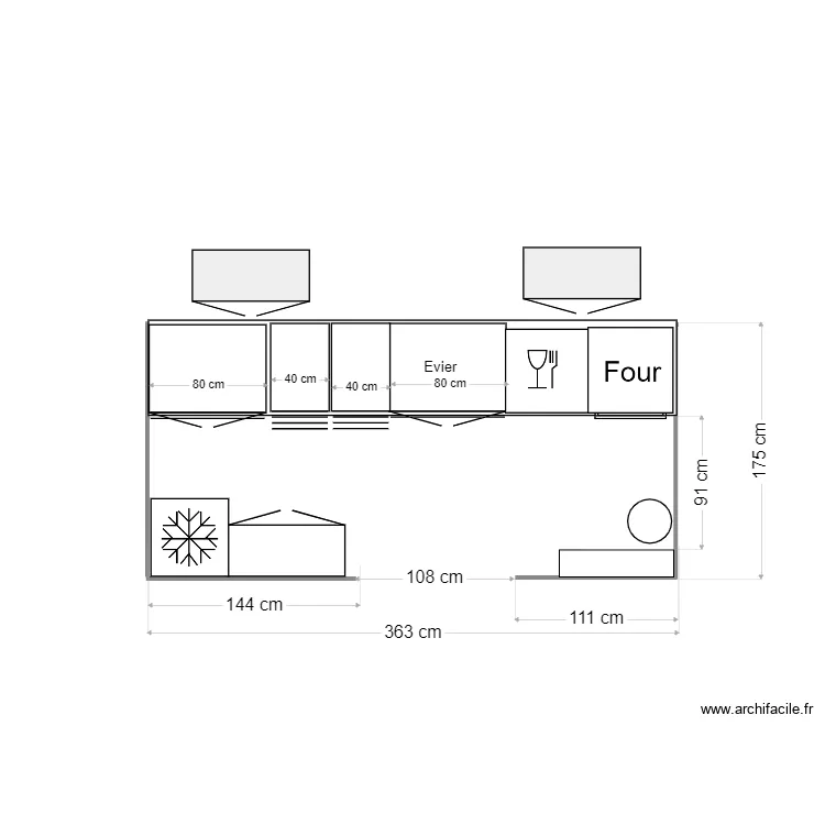 cuisine chalet. Plan de 