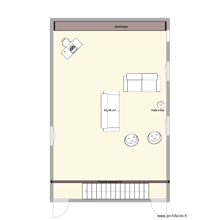grand salon chat gpt. Plan de 1 pièce et 52 m2