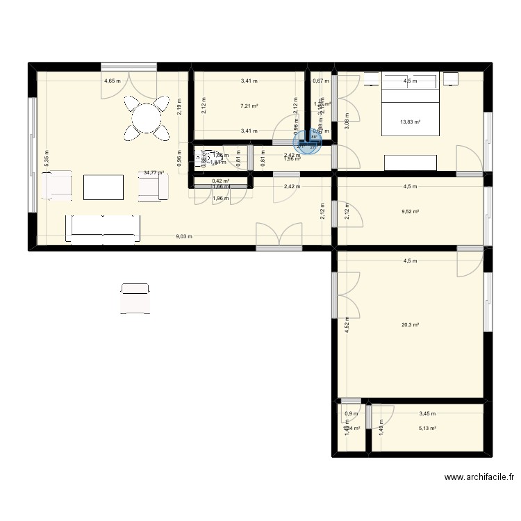 Trouville Orleans. Plan de 10 pièces et 96 m2