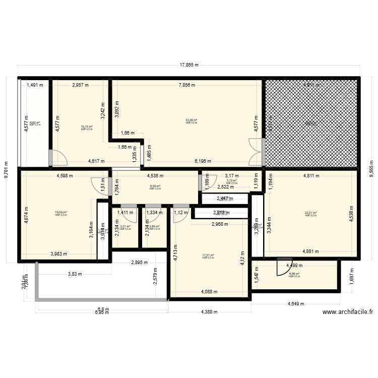N'ZUEKOKORE 2 phase. Plan de 16 pièces et 169 m2