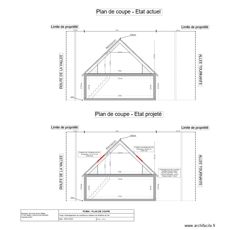 plan de coupe. Plan de 0 pièce et 0 m2