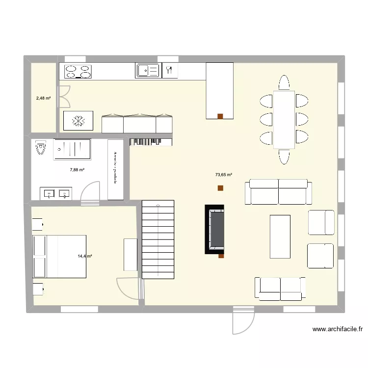 Etage. Plan de 4  et 98 m²