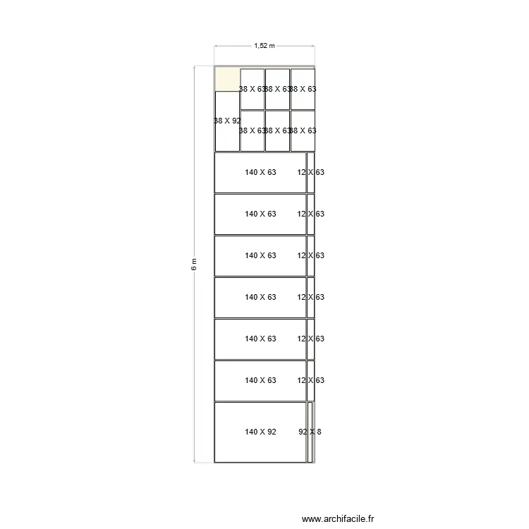 Calepinage miroirs. Plan de 1 et 9 m² Calepinage miroirs. Plan de 1 et 9 m²