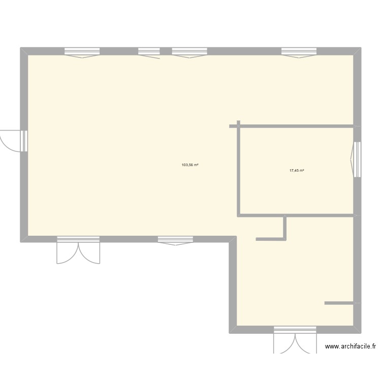 Maison. Plan de 2 pièces et 121 m2