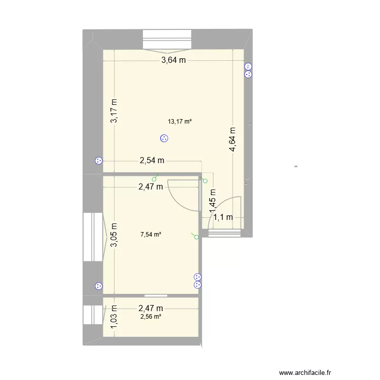 Appartement Vide 1. Plan de 3 Pièces et 23 m² Appartement Vide 1. Plan de 3 Pièces et 23 m²
