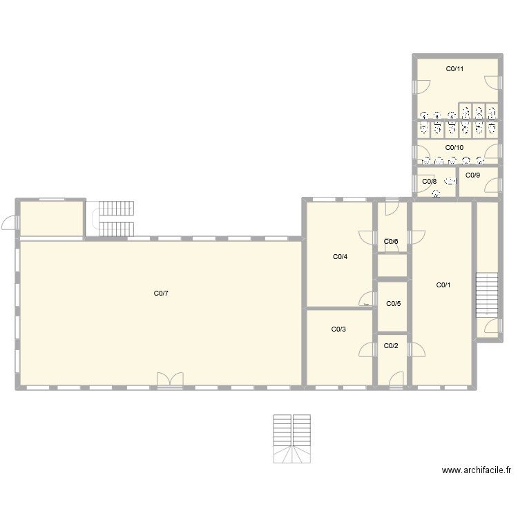 EFAN - C0. Plan de 16 pièces et 292 m2