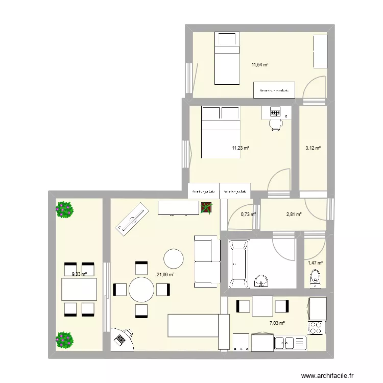 pat. Plan de 9  et 69 m²