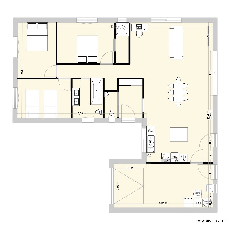 plan nu. Plan de 1 pièce et 117 m2