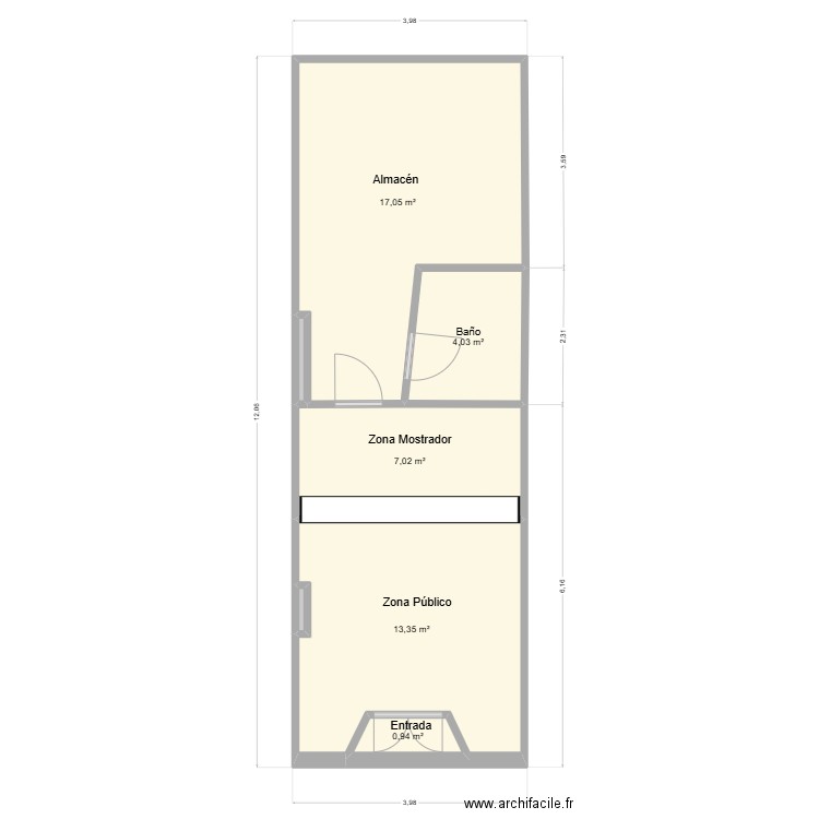 cadiz 81 bajo valencia. Plan de 7 pièces et 43 m2