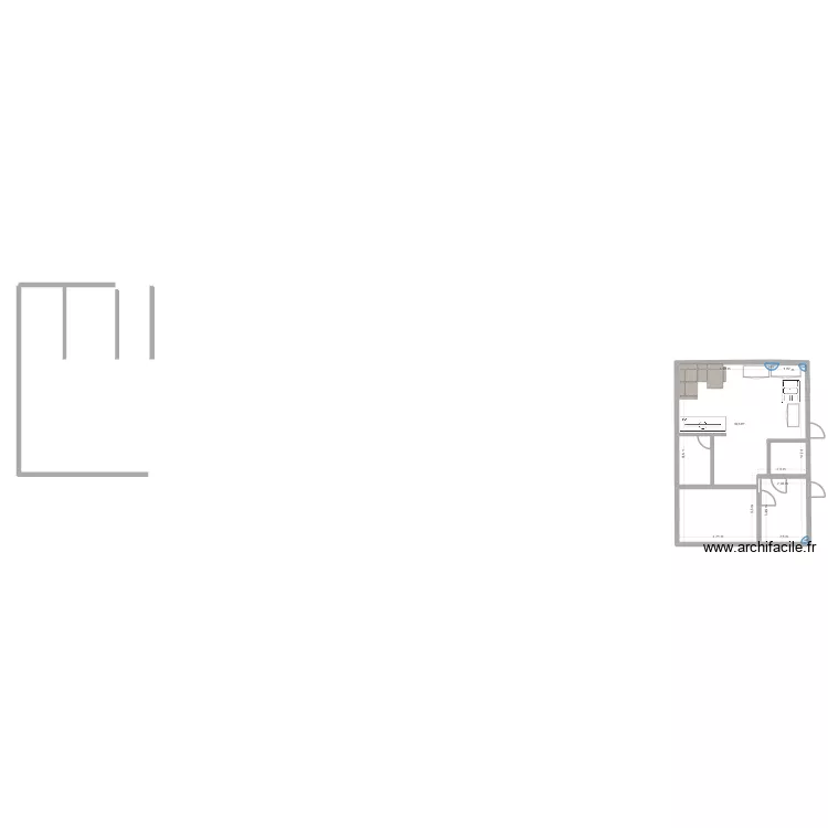 GARCONIERE V3. Plan de 1  et 64 m²
