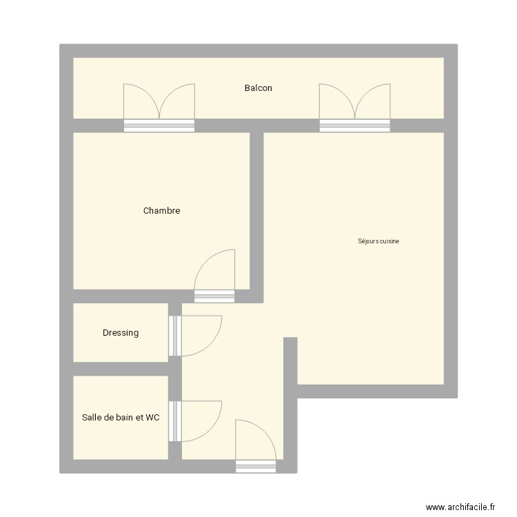 Decoux. Plan de 5 pièces et 49 m2