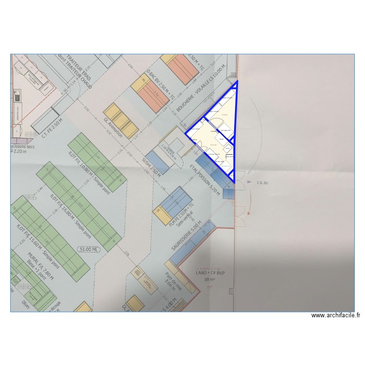 Cognin. Plan de 3 pièces et 21 m2