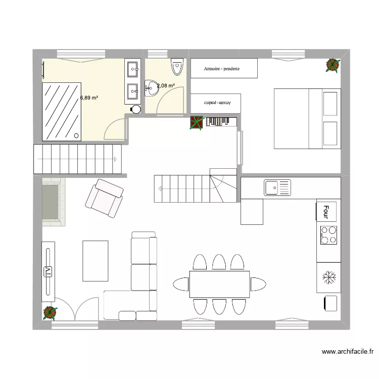 Etage 1 - Principale. Plan de 2  et 9 m²