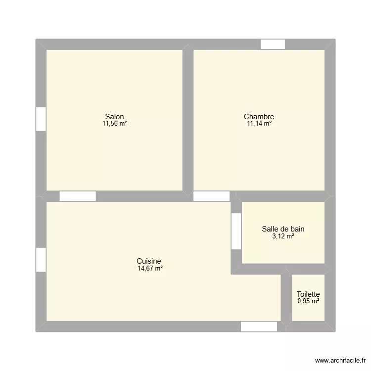 Valmy. Plan de 5  et 41 m²