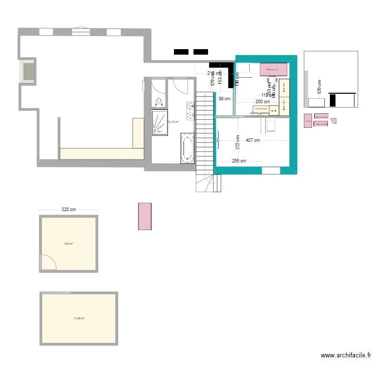 division de la chambre. Plan de 0 pièce et 0 m2