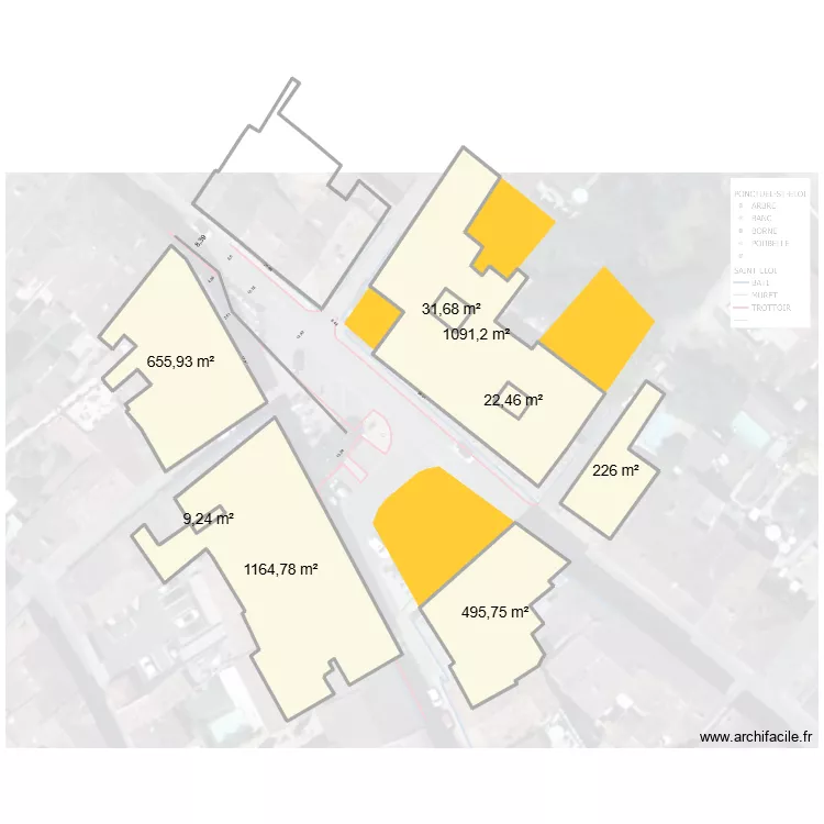 Forrains. Plan de 8  et 3775 m²