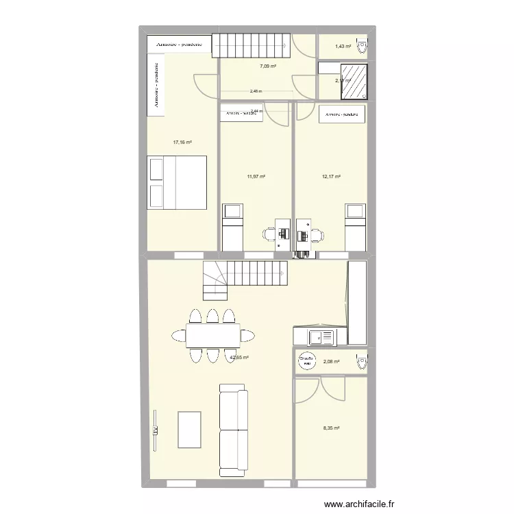 liam. Plan de 9  et 105 m²