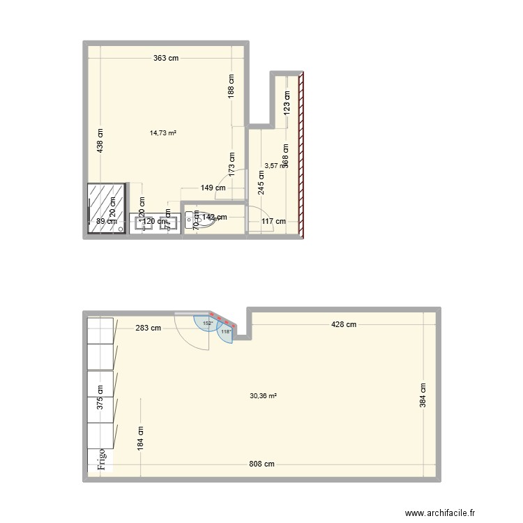 BOUSSAGET PROJET V2. Plan de 4 pièces et 50 m2