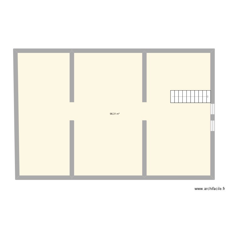 etage. Plan de 1 pièce et 64 m2
