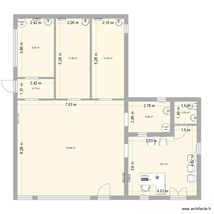 cabinet kin&eacute;. Plan de 8  et 106 m²