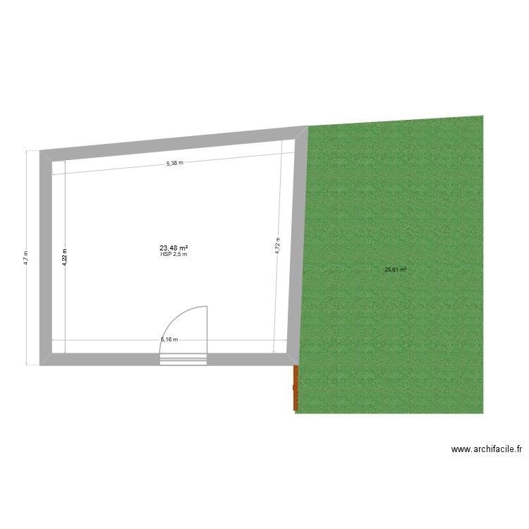 Plan Christophe. Plan de 1 pièce et 23 m2