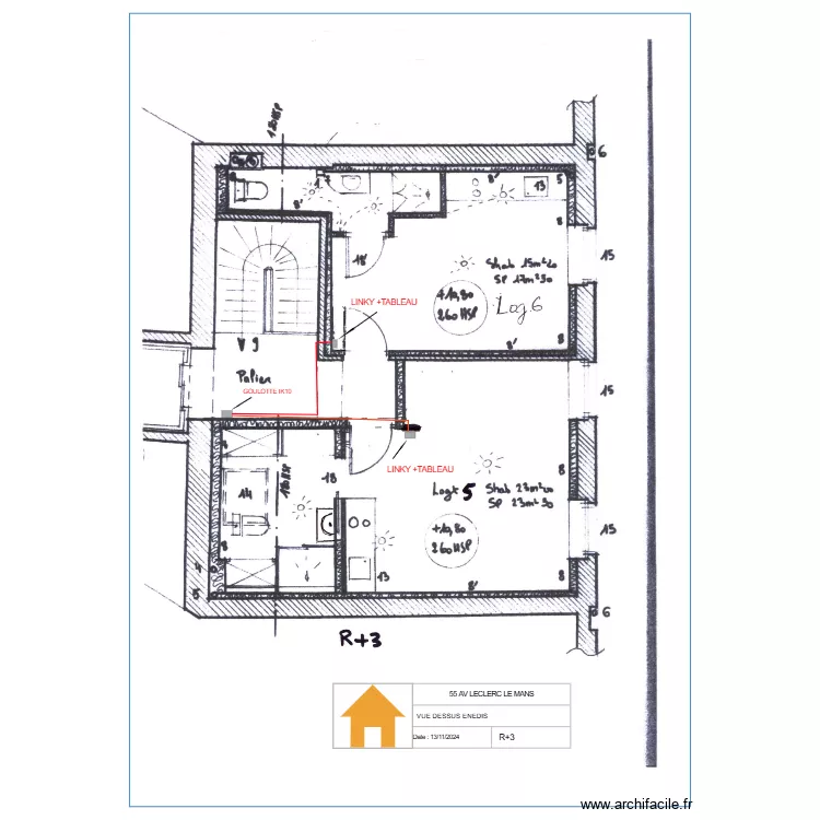 VUE DESSUS R+3. Plan de 