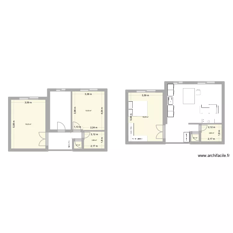cagnnes 1.0. Plan de 7  et 59 m²