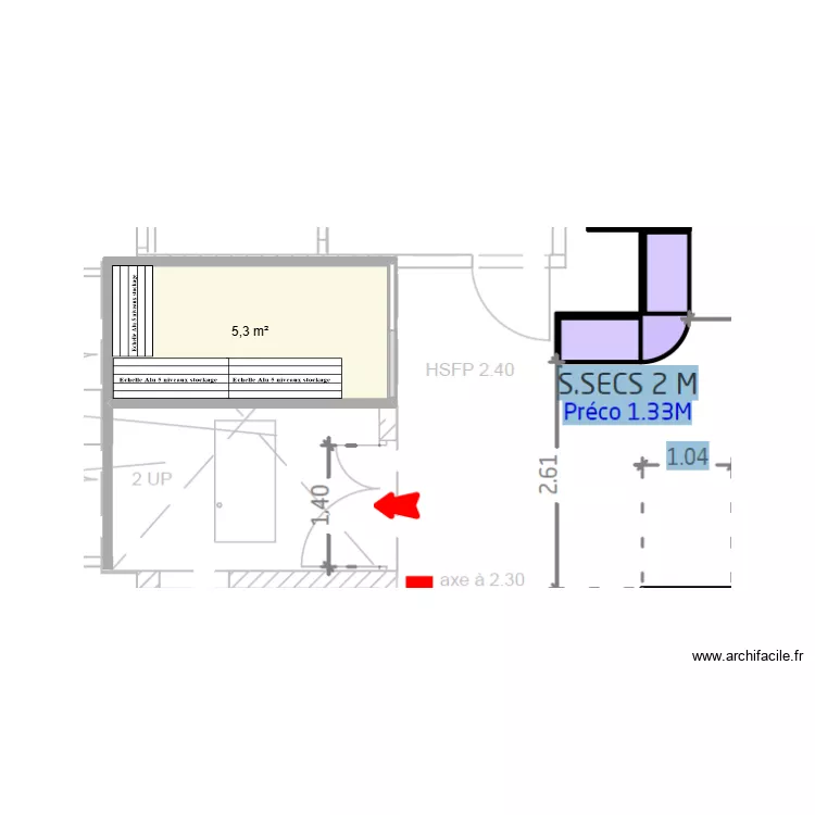 CF Fromage Illkirch V2. Plan de 1 pièce et 5 m²