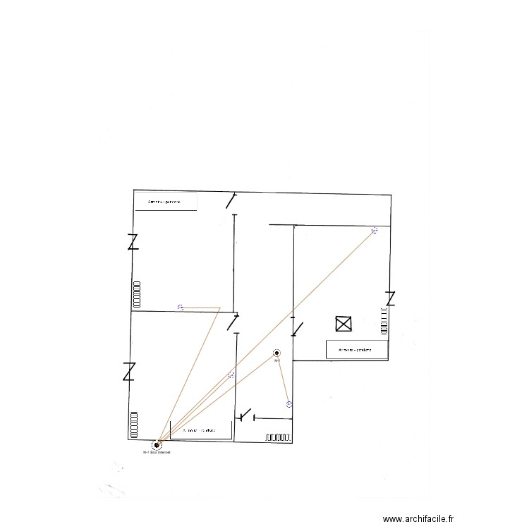 Réseau RJ45 1er maison pouilly. Plan de 0 pièce et 0 m2