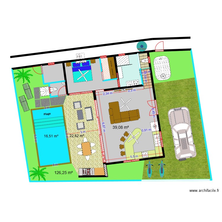 Villa R+1 V3. Plan de 14 pièces et 239 m2