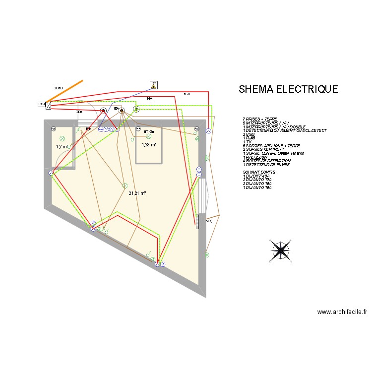 romain ELEC. Plan de 1 pièce et 16 m2