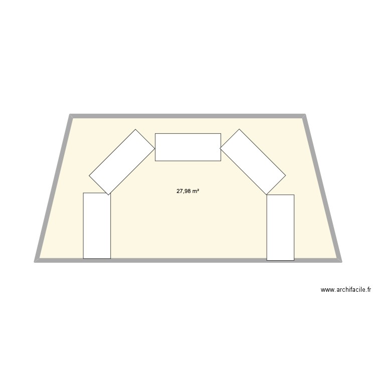 estrade. Plan de 1 pièce et 28 m2