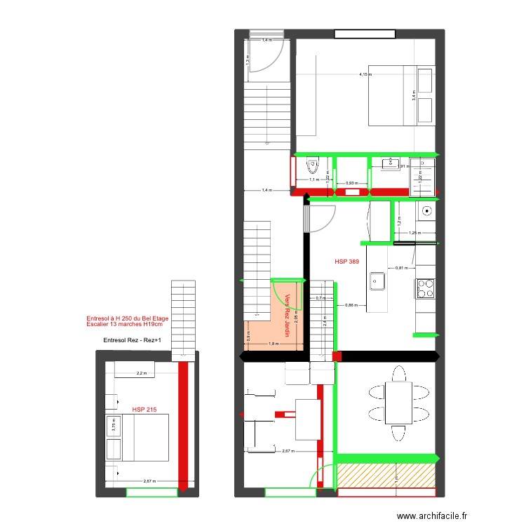 Mélèzes 82 Bel Etage Def Projet. Plan de 18 pièces et 77 m2
