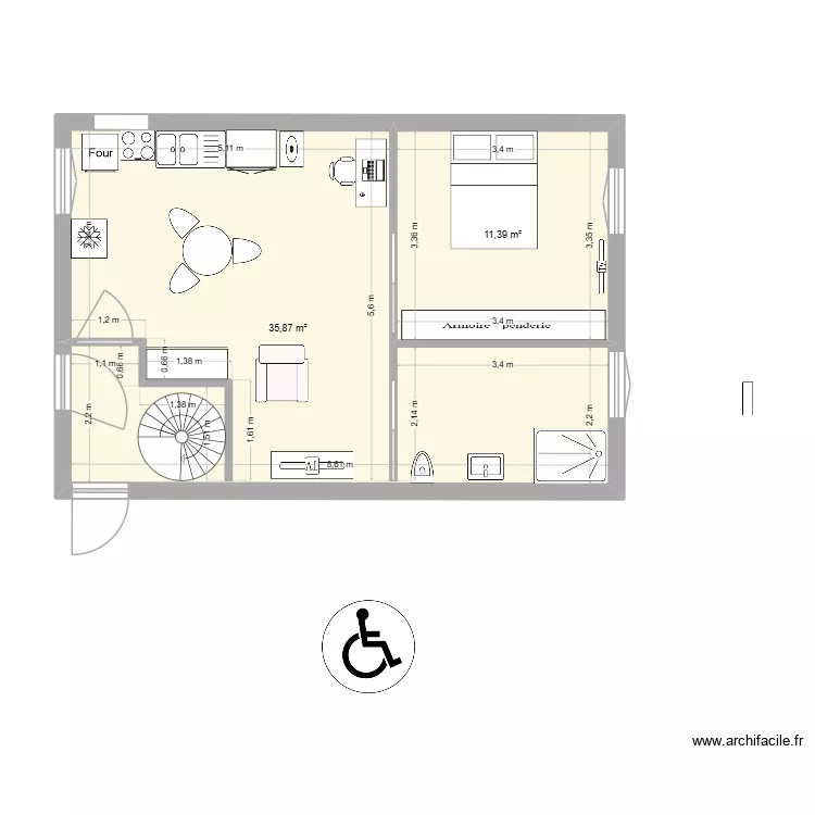 appart 1. Plan de 2  et 47 m²