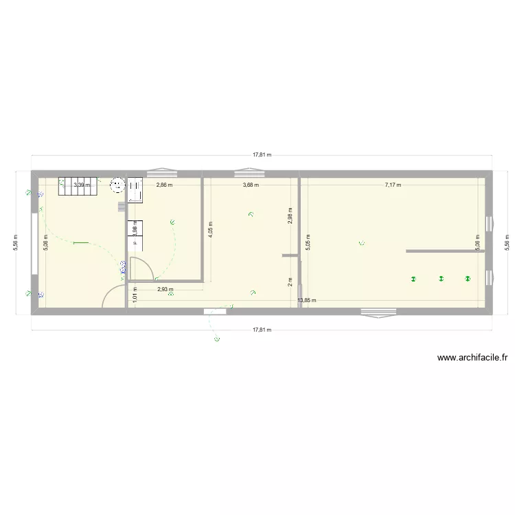 M et F. Plan de 3  et 86 m²
