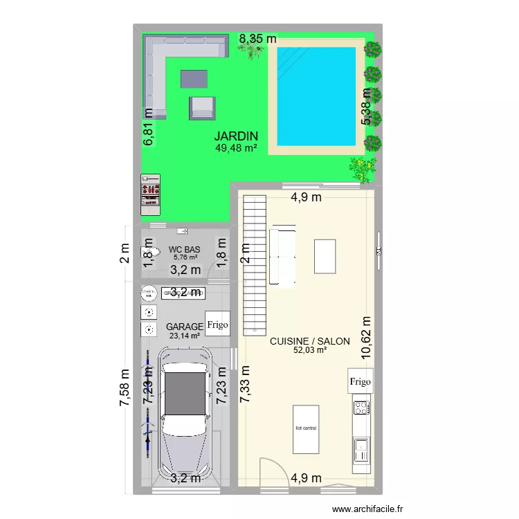 PROJET MAISON DU 24/03. Plan de 4  et 130 m²