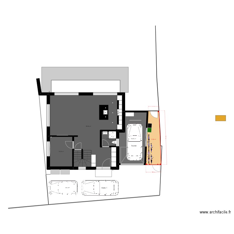 velo2. Plan de 4 pièces et 95 m2