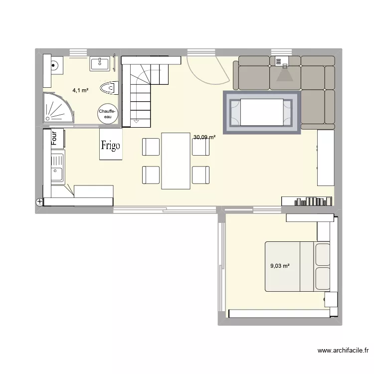 Josie RDC. Plan de 3 Pièces et 43 m²