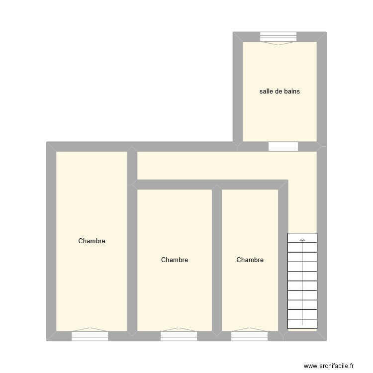 niveau 2 état initial. Plan de 5 pièces et 36 m2