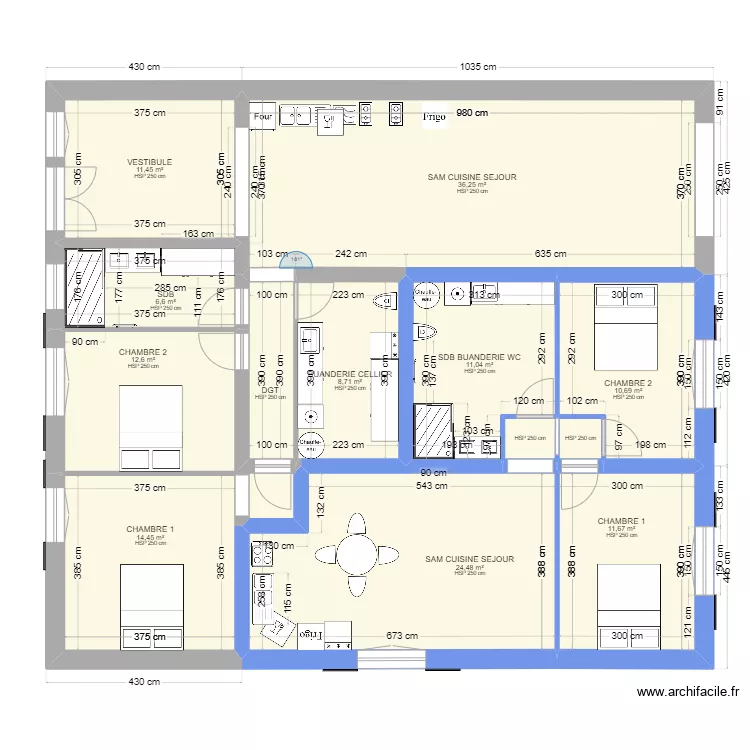 RDC PIERRE T3-T3. Plan de 