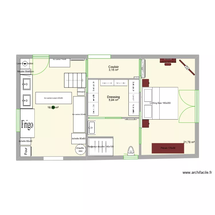 placement 1  mobilier dans nouveau plan avec cotes actualis&eacute;es. Plan de 