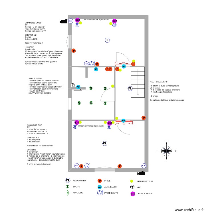 ETAGE ELECTRICITE. Plan de 2 pièces et 37 m2