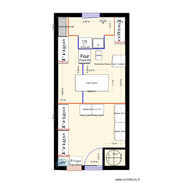 Restaurant La Source Etage. Plan de 2 pièces et 46 m2
